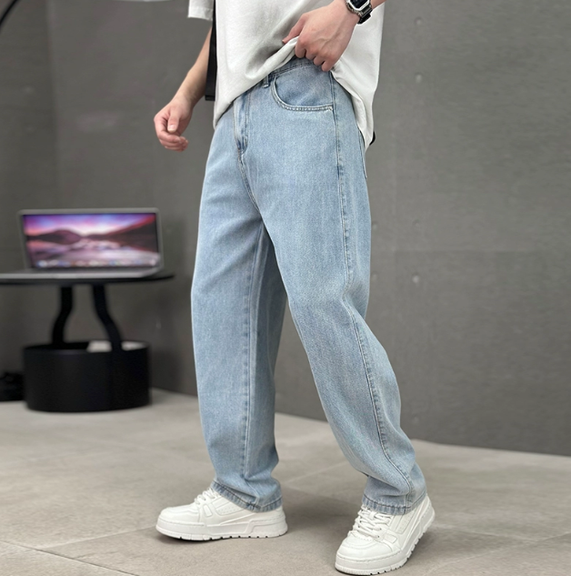Heren Jeans Loose Fit Lichtblauw