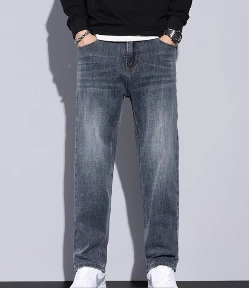 Heren Jeans Straight Fit met Rechte Pijpen en Knoopsluiting Petrol