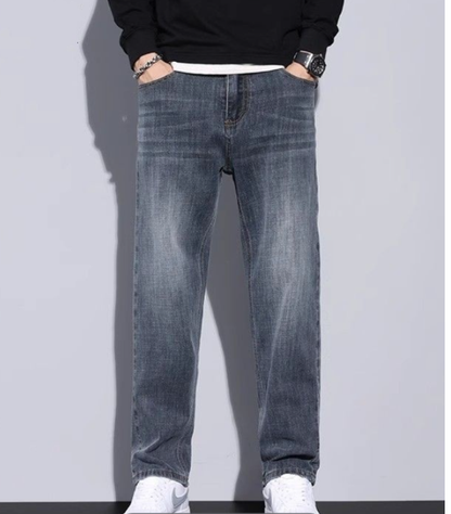 Heren Jeans Straight Fit met Rechte Pijpen en Knoopsluiting Petrol