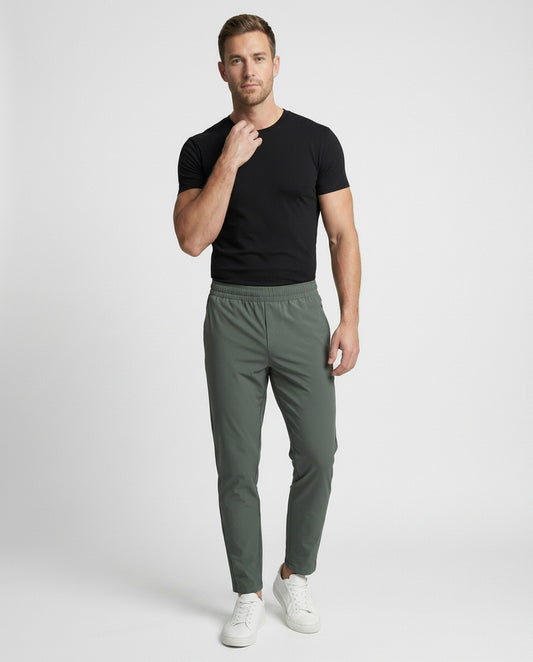 Heren Joggingbroek Slim Fit met Elastische Tailleband en Ritszakken