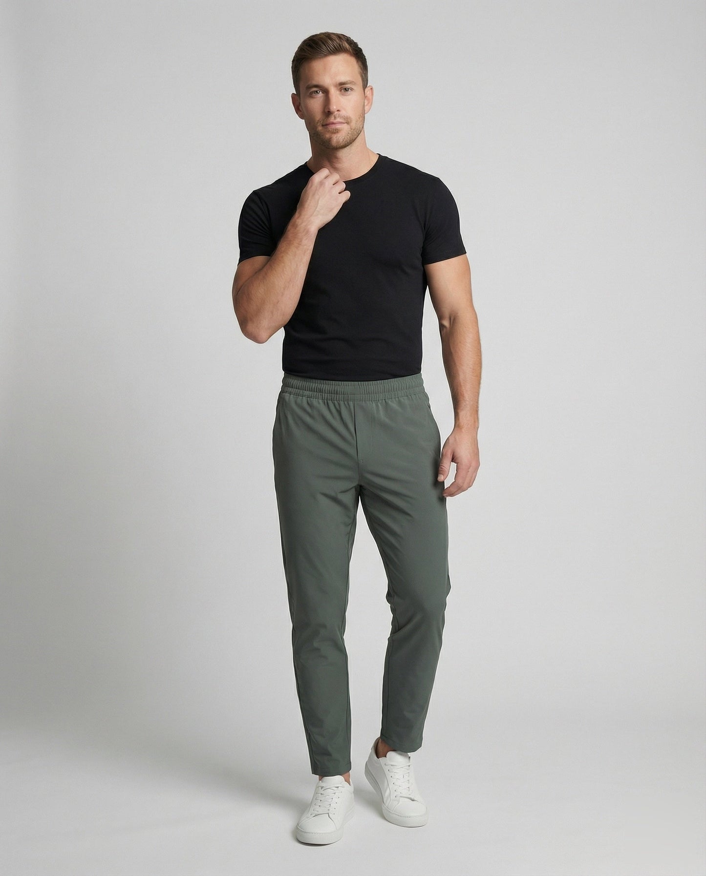 Heren Joggingbroek Slim Fit met Elastische Tailleband en Ritszakken