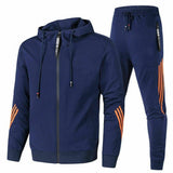 Heren Joggingpak met Capuchon, Rits en Gestreepte Details