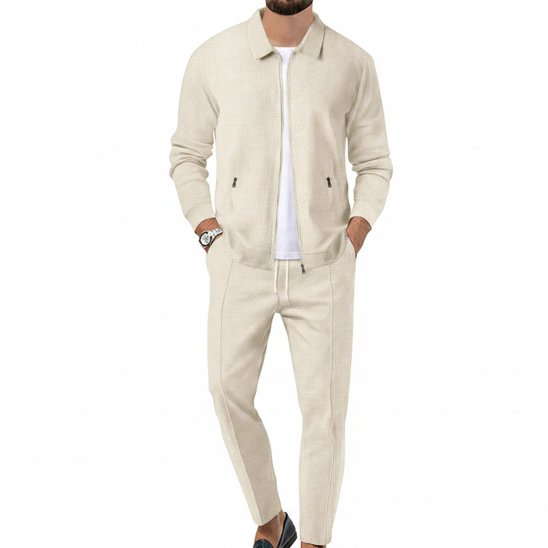 Heren Joggingpak Slim Fit met Ritssluiting en Omgeslagen Kraag