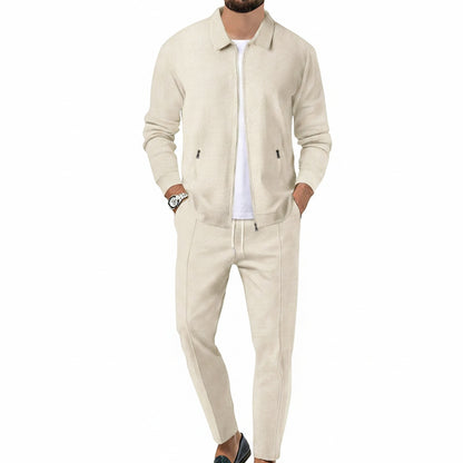 Heren Joggingpak Slim Fit met Ritssluiting en Omgeslagen Kraag