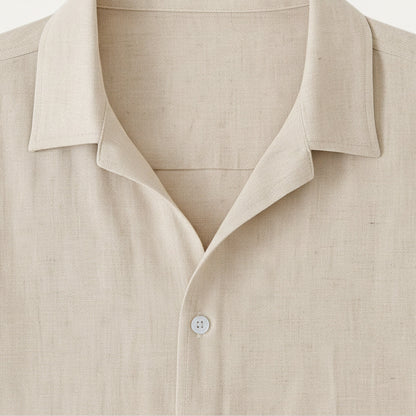 Heren Kledingset Shirt Korte Mouw met Campagnekraag en Broek met Trekkoord