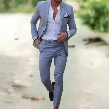 Heren Kostuum Slim Fit met Blazer en Broek voor Bruiloft en Feest Grijs