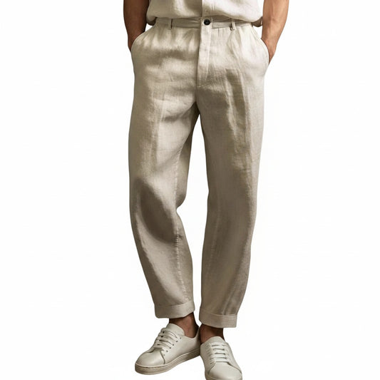 Heren Lange Broek met Omslag, Zijzakken en Knoopsluiting