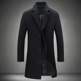 Heren Lange Winterjas met Revers en Knoopsluiting Slim Fit