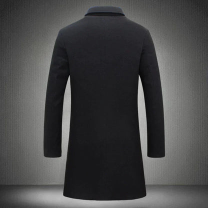 Heren Lange Winterjas met Revers en Knoopsluiting Slim Fit