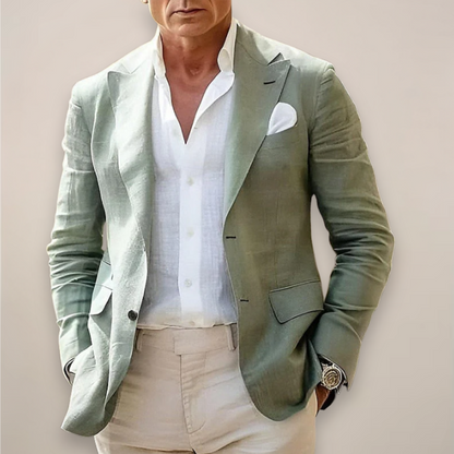 Heren Lichtgewicht Slim Fit Blazer met Eénknoopssluiting Groen