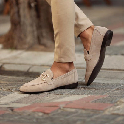 Heren Loafers met Gouden Horsebit Detail en Instapper Neus