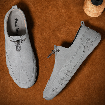 Heren Loafers Slip-on met Trekkoord en Gestructureerde Neus Grijs