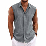 Heren Mouwloos Shirt met Klassieke Kraag en Knoopsluiting