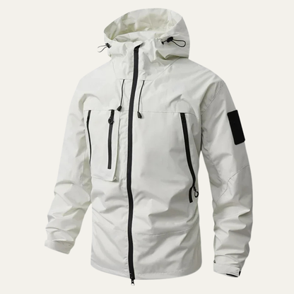 Heren Outdoor Jacket met Capuchon en Ritssluiting Regular Fit Ivoor
