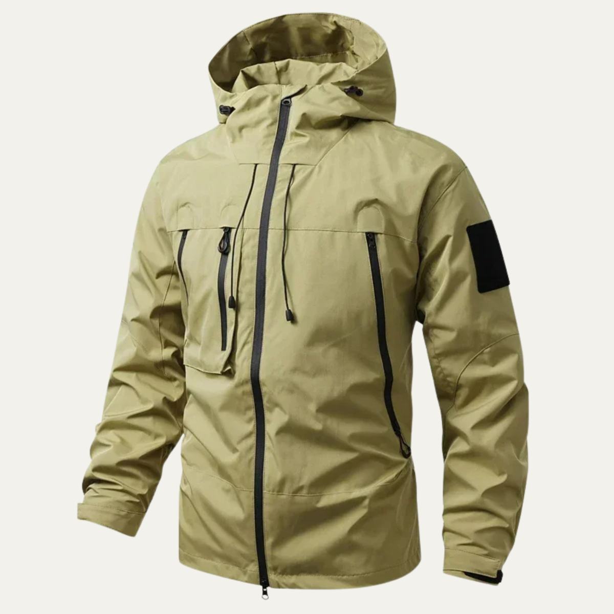 Heren Outdoor Jacket met Capuchon en Ritssluiting Regular Fit Groen