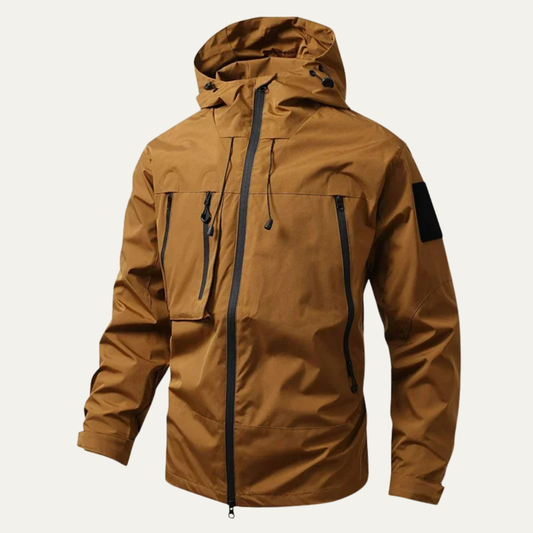Heren Outdoor Jacket met Capuchon en Ritssluiting Regular Fit Bruin