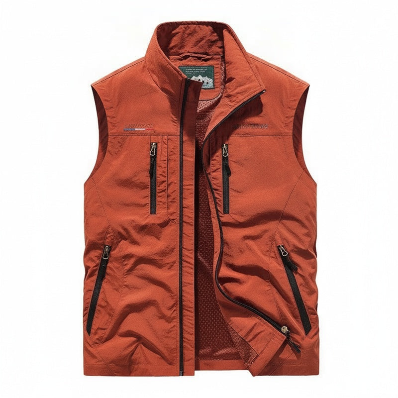 Heren Outdoor Vest met Staande Kraag en Meerdere Ritszakken