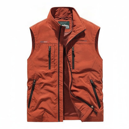 Heren Outdoor Vest met Staande Kraag en Meerdere Ritszakken