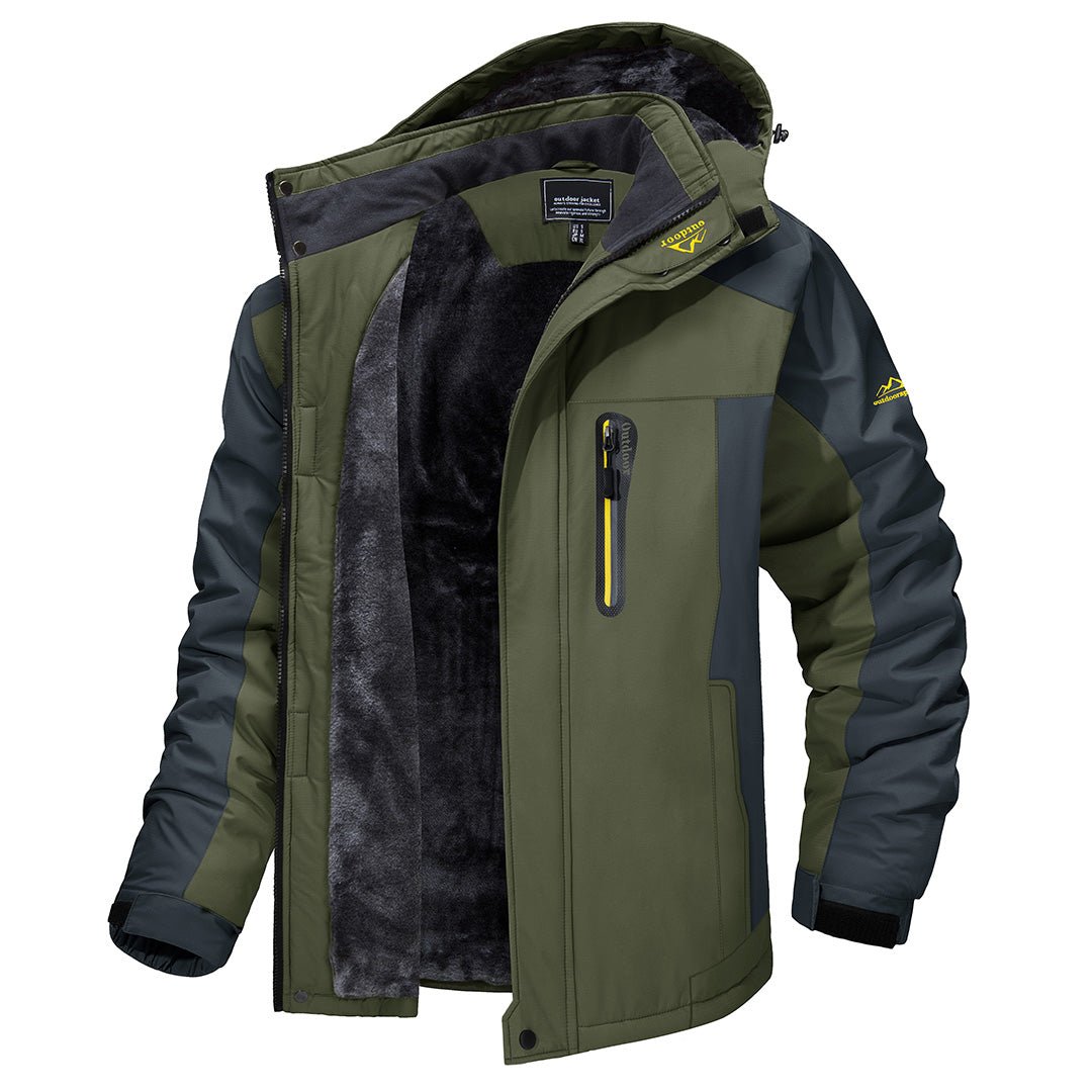 Heren Outdoor Winterjas met Capuchon en Fleece Voering Groen