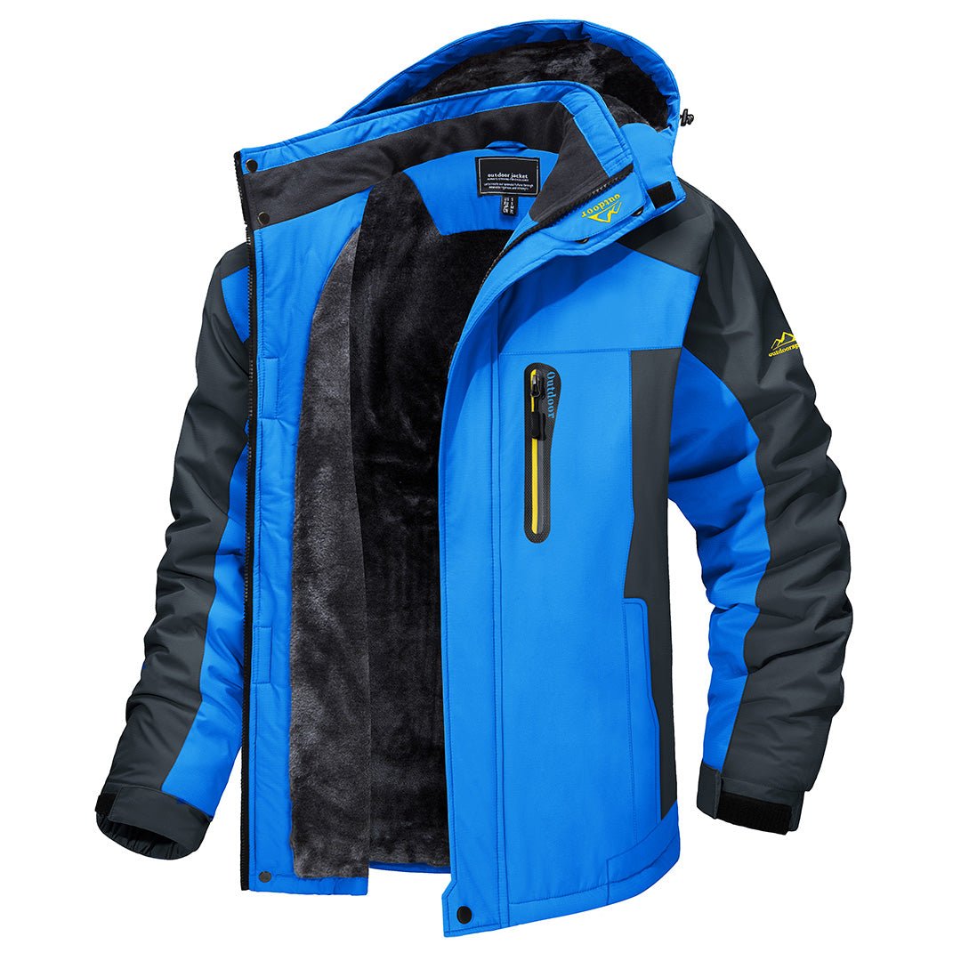 Heren Outdoor Winterjas met Capuchon en Fleece Voering Blauw