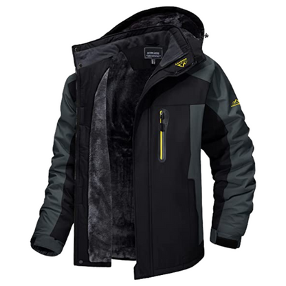 Heren Outdoor Winterjas met Capuchon en Fleece Voering Zwart