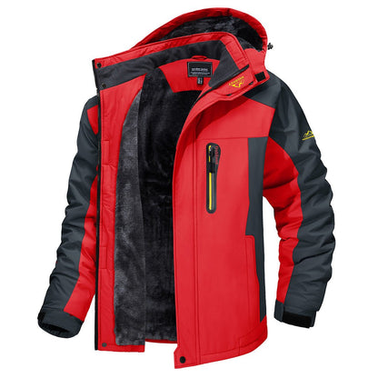 Heren Outdoor Winterjas met Capuchon en Fleece Voering Rood