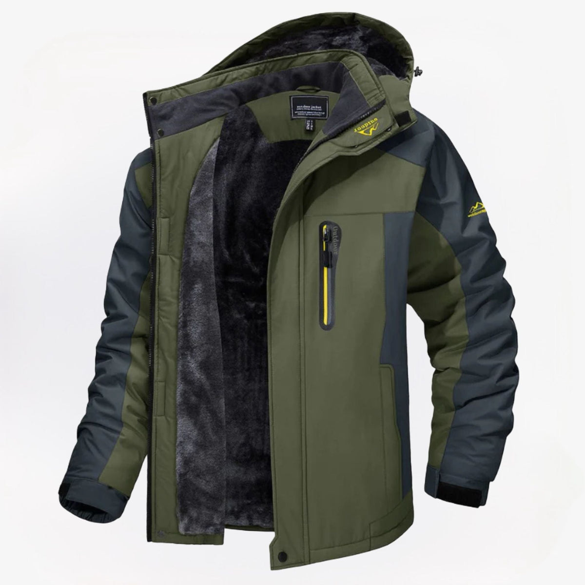 Heren Outdoor Winterjas met Capuchon en Ritssluiting Groen