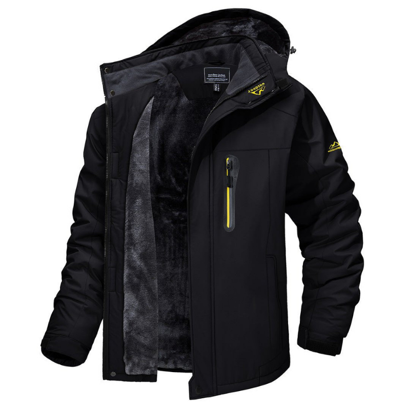 Heren Outdoor Winterjas met Capuchon en Ritssluiting Zwart