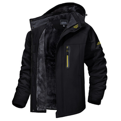 Heren Outdoor Winterjas met Capuchon en Ritssluiting Zwart