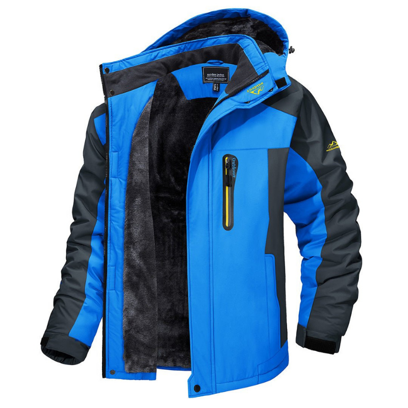 Heren Outdoor Winterjas met Capuchon en Ritssluiting Blauw