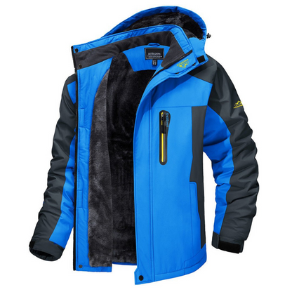 Heren Outdoor Winterjas met Capuchon en Ritssluiting Blauw