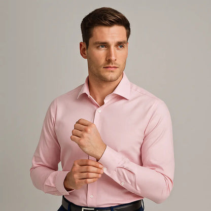 Heren Overhemd Lange Mouw Kreukvrij met Cutaway Kraag Slim Fit Roze