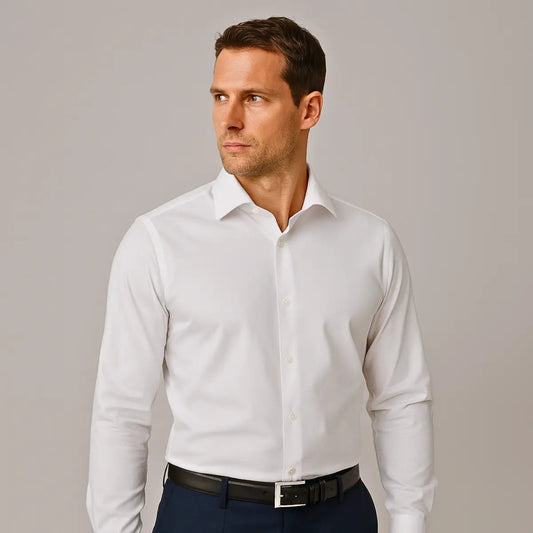 Heren Overhemd Lange Mouw Kreukvrij met Cutaway Kraag Slim Fit Wit
