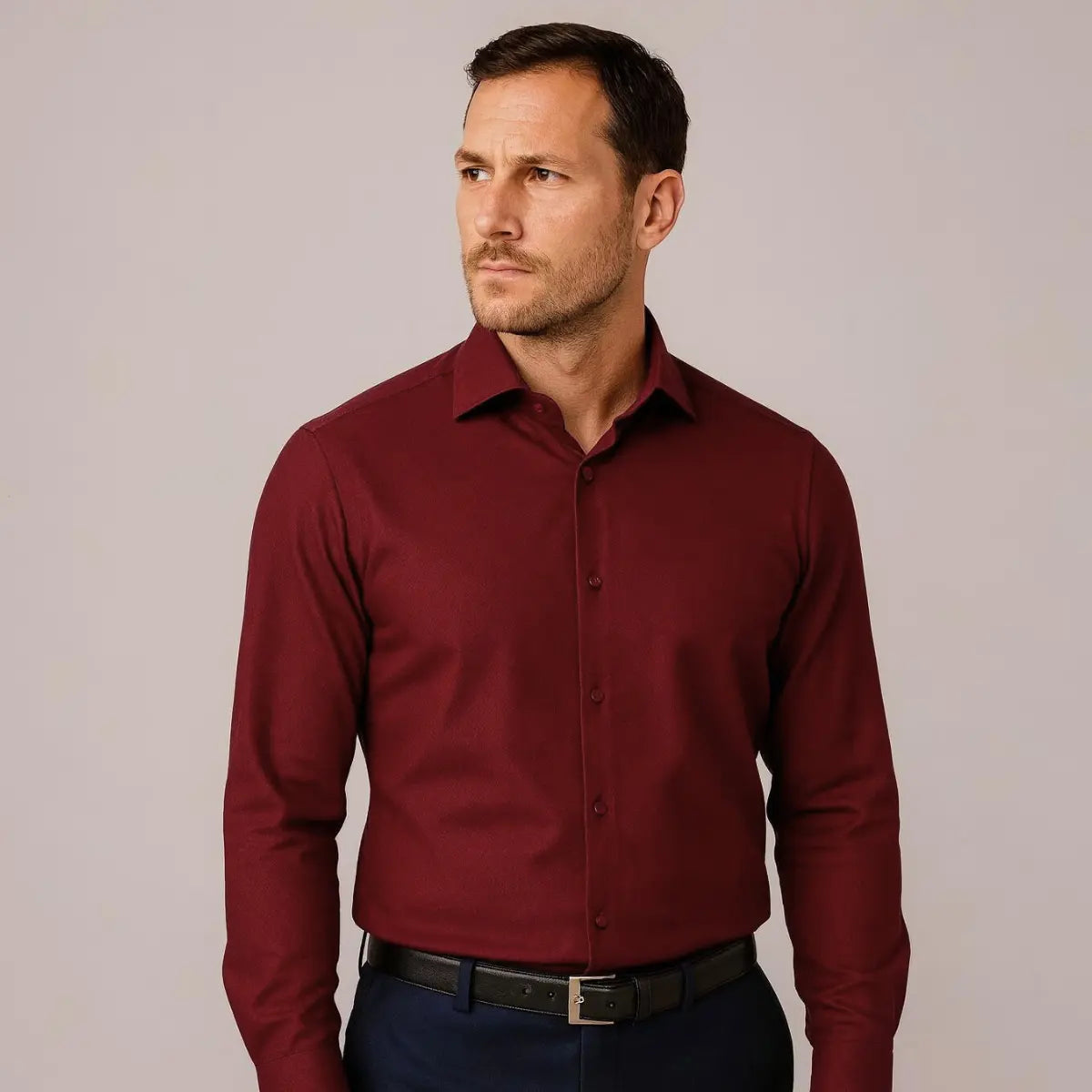 Heren Overhemd Lange Mouw Kreukvrij met Cutaway Kraag Slim Fit Rood