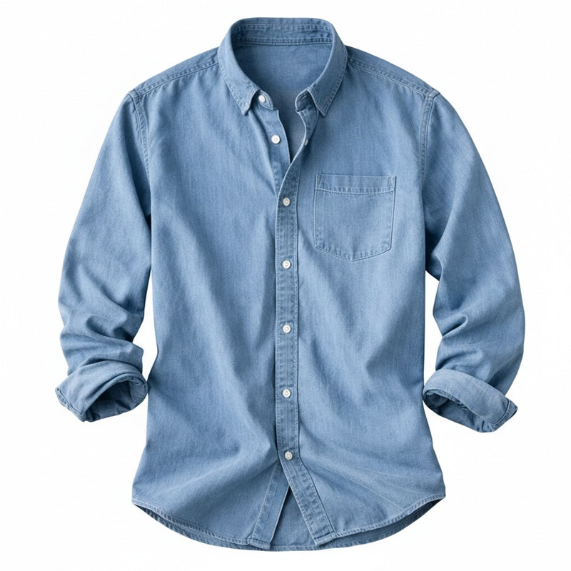 Heren Overhemd Lange Mouw met Button-down Kraag en Borstzak