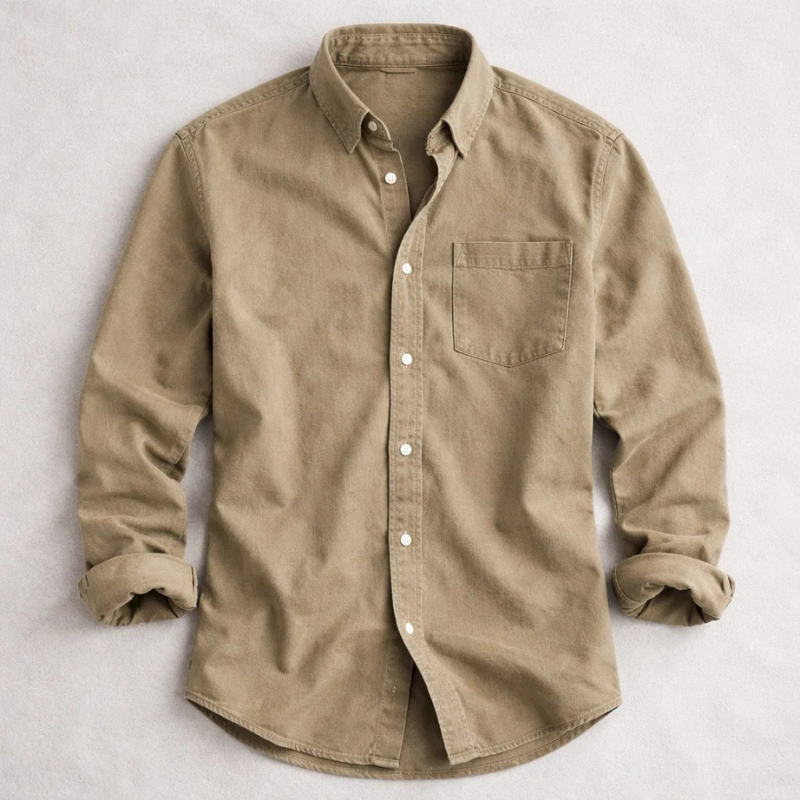 Heren Overhemd Lange Mouw met Button-down Kraag en Borstzak