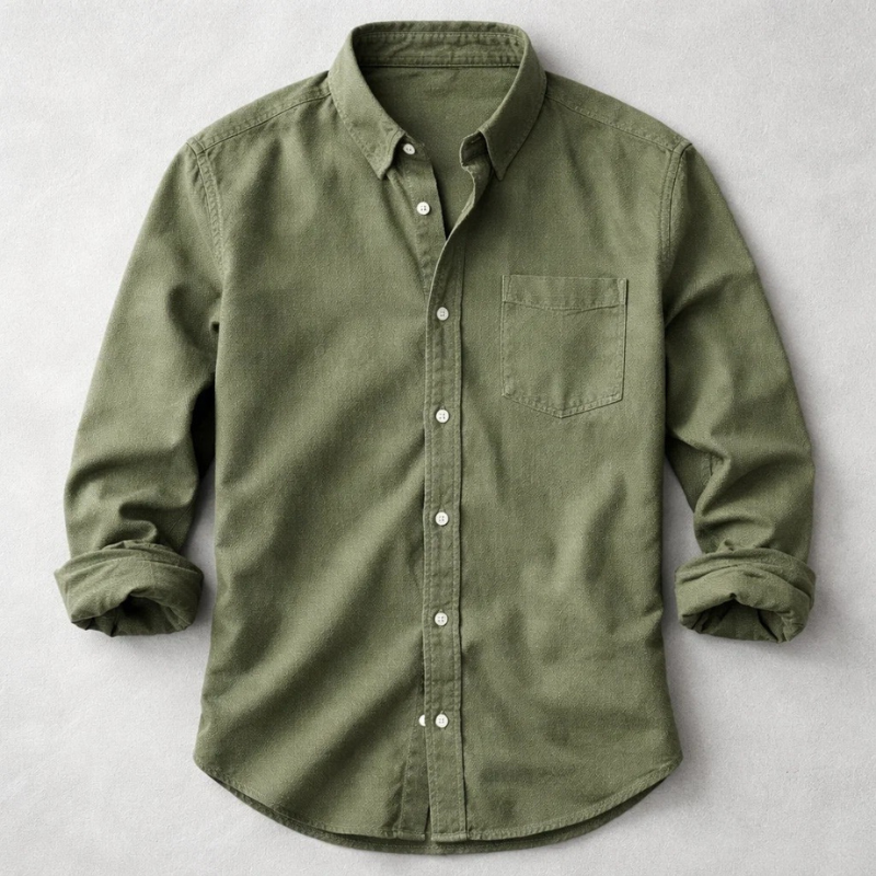 Heren Overhemd Lange Mouw met Button-down Kraag en Borstzak