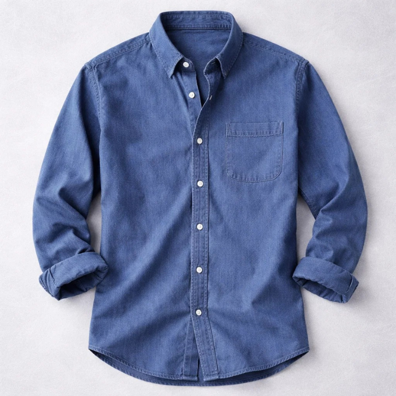 Heren Overhemd Lange Mouw met Button-down Kraag en Borstzak