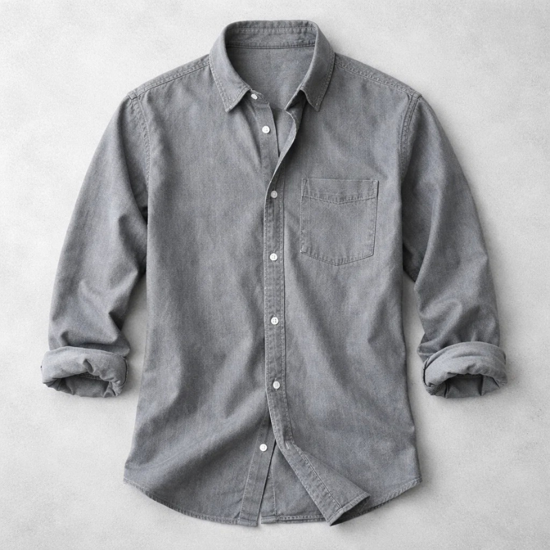 Heren Overhemd Lange Mouw met Button-down Kraag en Borstzak