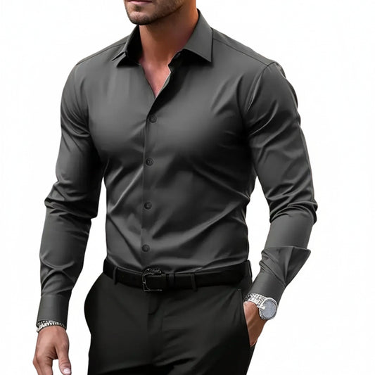 Heren Overhemd Lange Mouw met Klassieke Kraag en Slim Fit