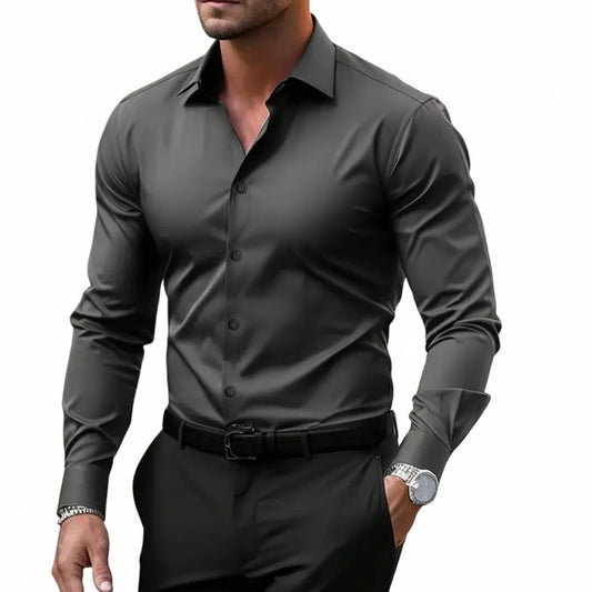 Heren Overhemd Lange Mouw met Klassieke Kraag en Slim Fit