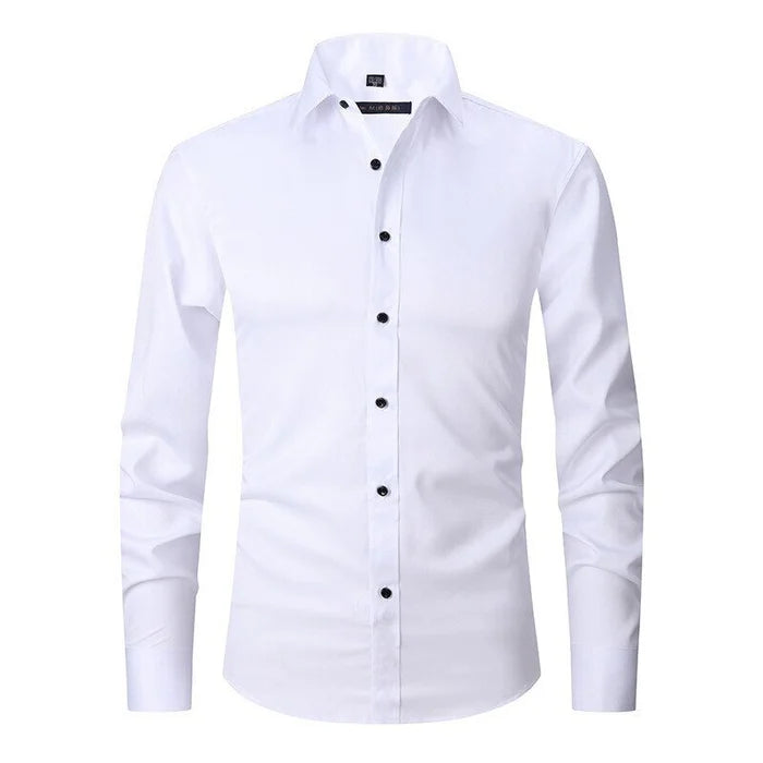 Heren Overhemd Lange Mouw met Puntkraag en Knoopsluiting Slim Fit Wit