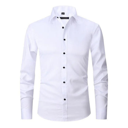Heren Overhemd Lange Mouw met Puntkraag en Knoopsluiting Slim Fit Wit