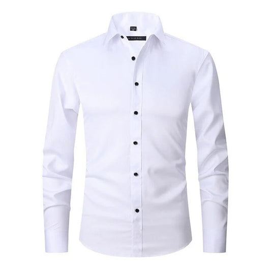Heren Overhemd Lange Mouw met Puntkraag en Knoopsluiting Slim Fit Wit