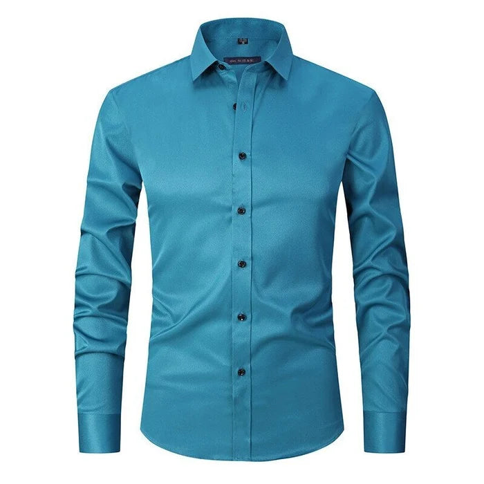 Heren Overhemd Lange Mouw met Puntkraag en Knoopsluiting Slim Fit Lichtgroen