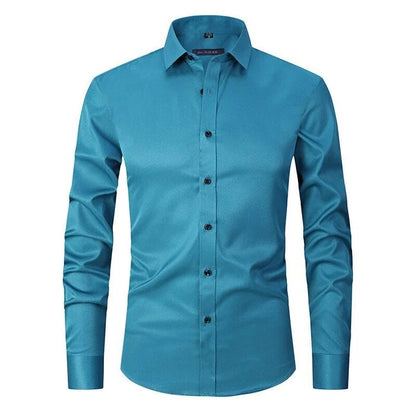 Heren Overhemd Lange Mouw met Puntkraag en Knoopsluiting Slim Fit Lichtgroen