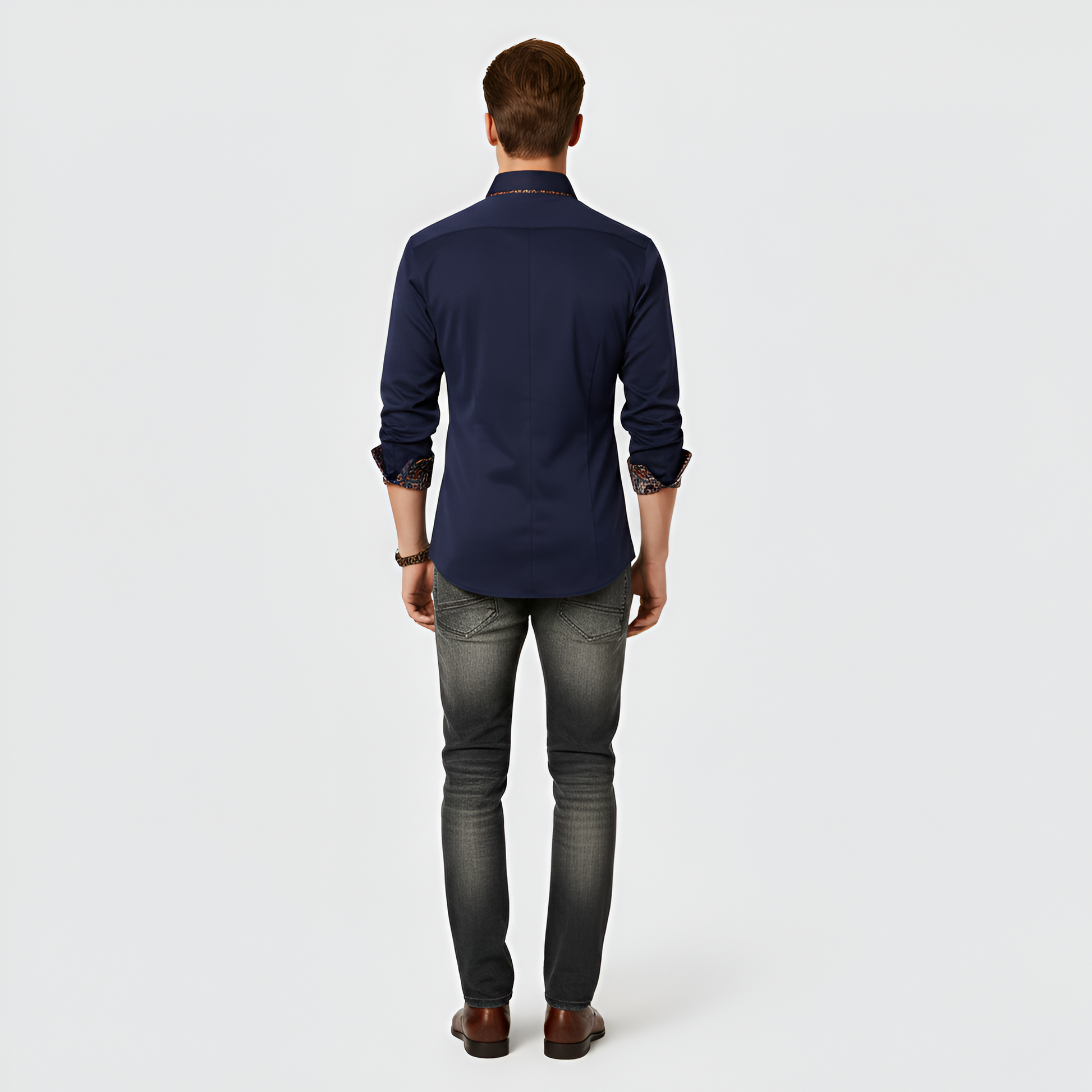 Heren Overhemd Slim Fit met Lange Mouw en Geprinte Details