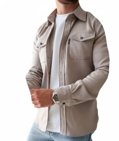 Heren Overshirt Lange Mouw met Borstzakken en Knoopsluiting