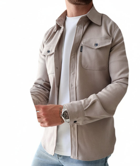 Heren Overshirt Lange Mouw met Borstzakken en Knoopsluiting
