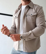 Heren Overshirt Lange Mouw met Borstzakken en Knoopsluiting